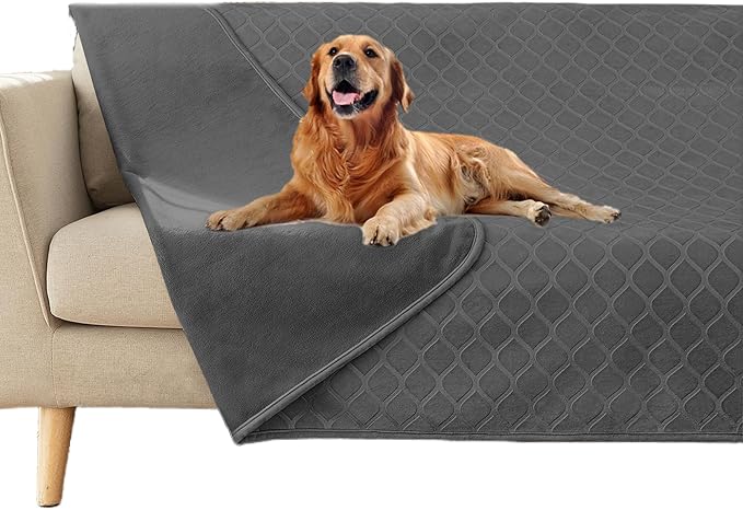 fuguitex Waterproof Dog Blanket Bed Cover Dog Crystal Velvet Moroccan Fuzzy Cozy Plush Pet Blanket Throw Blanket for Couch Sofa(68 * 82 inch, Dark Grey+Grey)