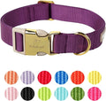 Nylon Dog Collar - Adjustable Deep Purple Soft Webbing Dog Collars for Small Medium Large Dogs Boy Girl Puppy Collar with Safety Metal Buckle L