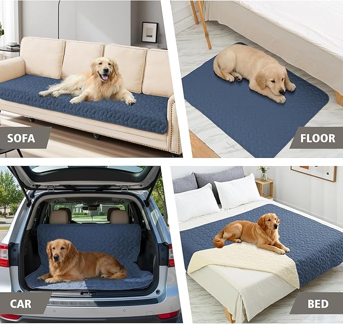 Ameritex Waterproof Pet Bed Cover Anti-Slip Dog Bed Blanket for Sofa and Furniture Waterproof New Pattern Design (Navyblue, 30x90 Inch (Pack of 1))