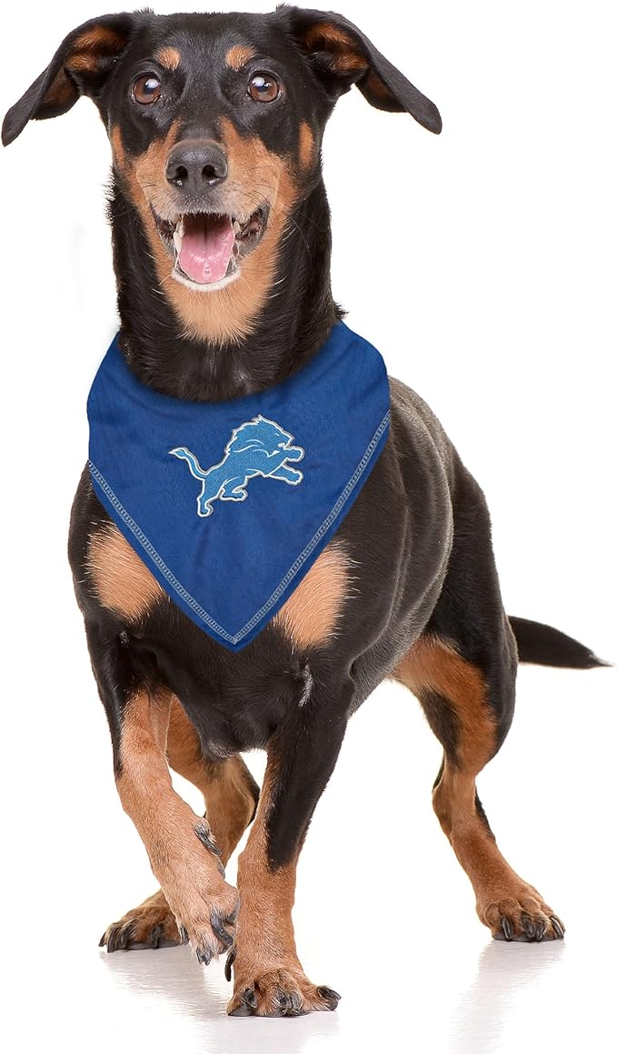 Pets First NFL Detroit Lions TIE Bandana, Large/X-Large. Dog Bandana Scarf Bib for Pet Cat Dog. The Ultimate Game-Day, Party Bandana