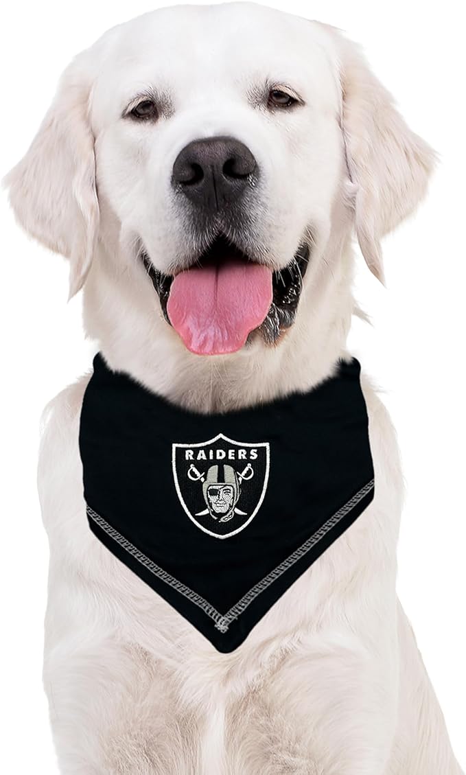 Pets First NFL Las Vegas Raiders TIE Bandana, Small/Medium. Dog Bandana Scarf Bib for Pet Cat Dog. The Ultimate Game-Day, Party Bandana