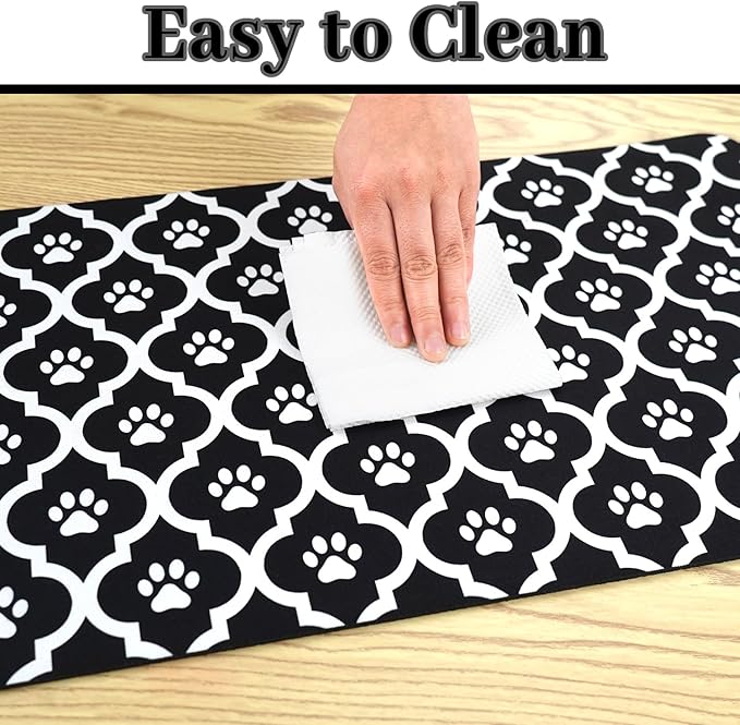 Dog Food Mat 17X30 Inch Pet Feeding Absorbent Mats for Floor Cat Water Bowl Placemats Non-Slip Washable Dog Mat for Food and Water