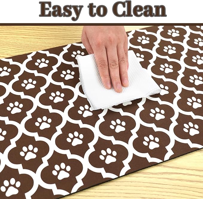 Dog Food Mat 17X30 Inch Pet Feeding Absorbent Mats for Floor Cat Water Bowl Placemats Non-Slip Washable Dog Mat for Food and Water