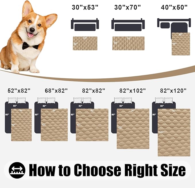 Smiry Waterproof Dog Bed Cover Blanket, Soft Reversible Pet Blanket, Washable Leakproof Cats Dogs Couch Cover for Sofa, Couch, Furniture (30x53 Inch, Camel/Beige)