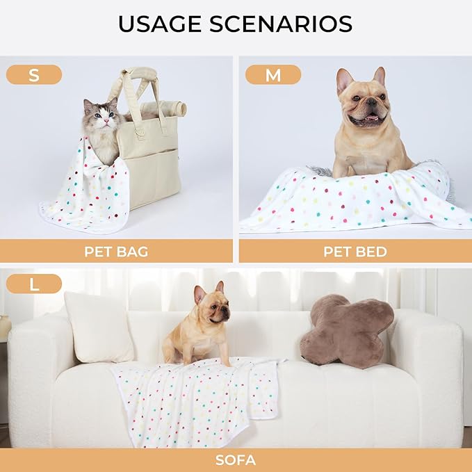 Luciphia 1 Pack 3 Blankets Super Soft Cute Dot Pattern Pet Blanket Flannel Throw for Dog Puppy Cat Small(23x16), Brown