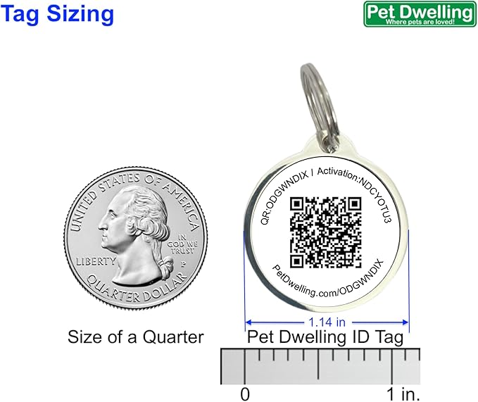 Pet Dwelling QR Code Pet ID Tag – Smart Dog & Cat ID Tags for Pet Safety, Free Personalized Online Profile, Instant Scan Alerts, AI Insights (Blue Paw)