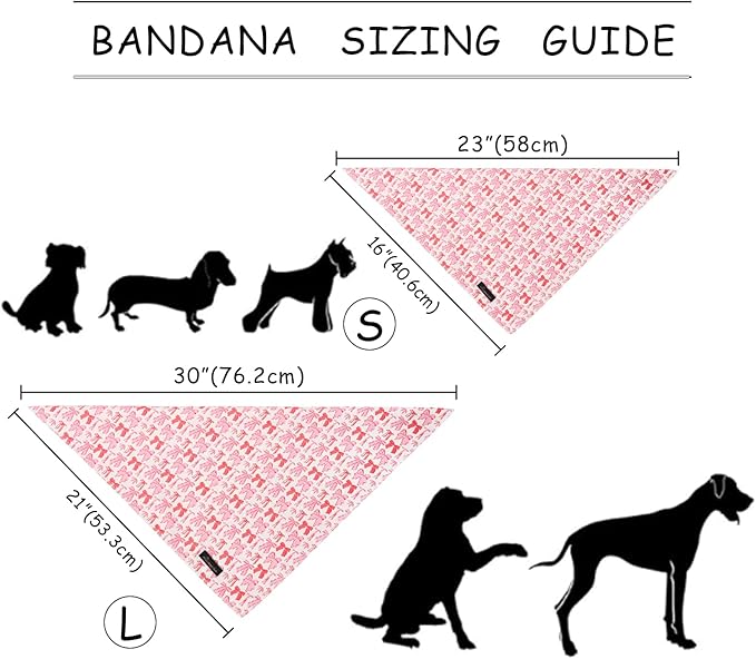 ARING PET Valentine's Day Dog Bandana, Cute Pink Bow Pet Bandanas Scarf Triangle Bibs Handkerchief for Puppy Small Medium Large Boy Girl Dogs-L
