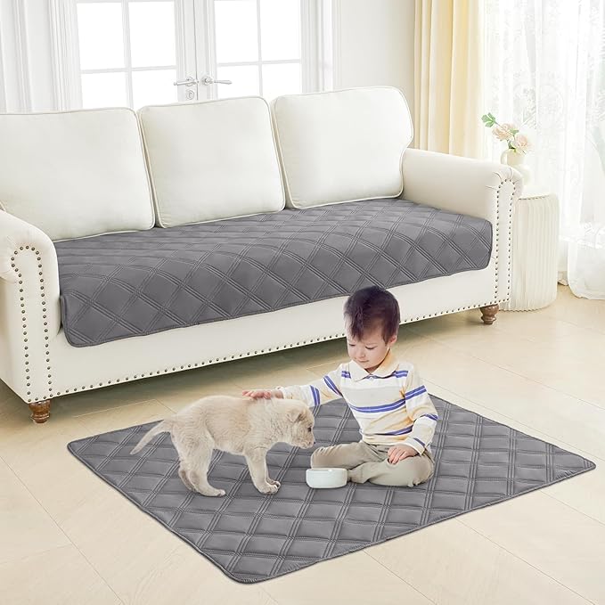 Smiry Waterproof Dog Bed Cover Blanket 30x53, Soft Reversible Pet Blanket, Washable Leakproof Cats Dogs Couch Cover for Sofa, Couch, Furniture, Grey/Dark Grey