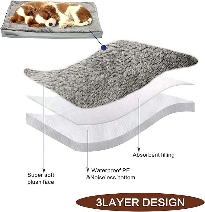 Waterproof Dog Bed Cover,Washable Removable Pet Dog Bed Replacement Cover for 42 Inch Crate,Water Absorbable Pet Puppy Bed Covers for Dogs Cat,40Lx27Wx4H inch