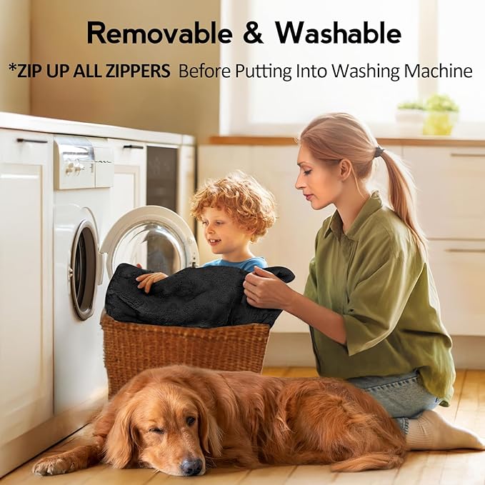 Large Orthopedic Dog Bed with Sides XXXL Dog Beds with Removable Washable Cover Non-Slip Waterproof Pet Bed for Extra Large Dogs - Black XXXL