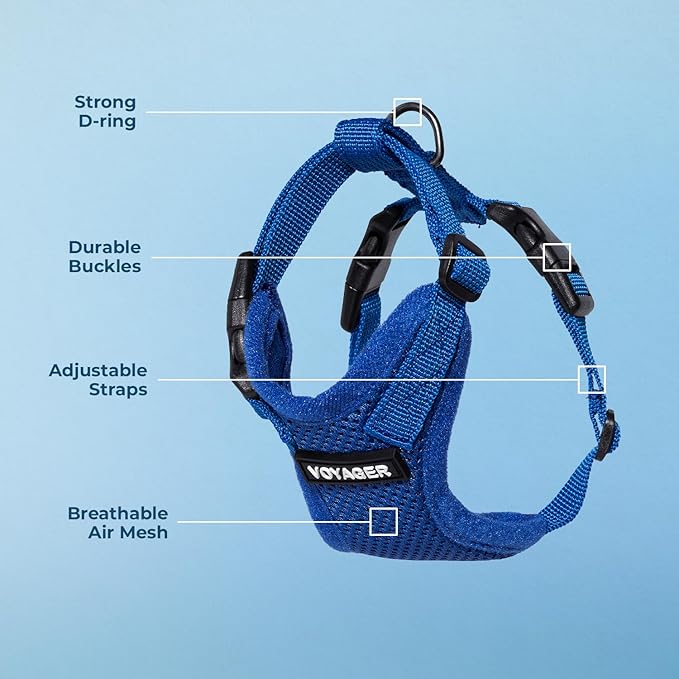 Voyager Step-in Pet Harness - All Weather Mesh, Adjustable Step in Harness for Cats and Dogs by Best Pet Supplies - Royal Blue, XS