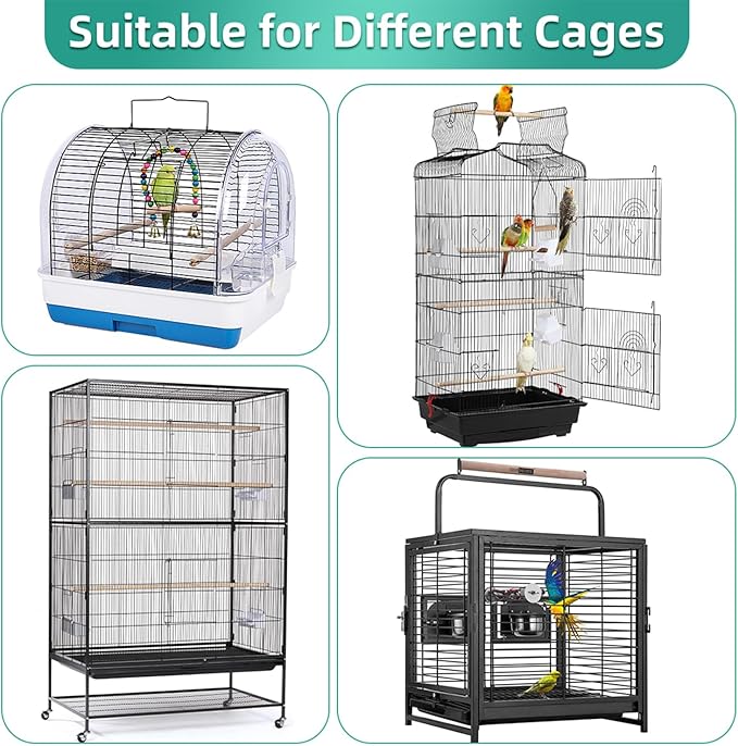 Bird Cage Seed Catcher, Seed Catcher Guard Net Cover, Parrot Nylon Mesh Net Cover, Universal Soft Airy Cage Net Stretchy Skirt for Round Square Cages (Solid-White, 15.7" x87")