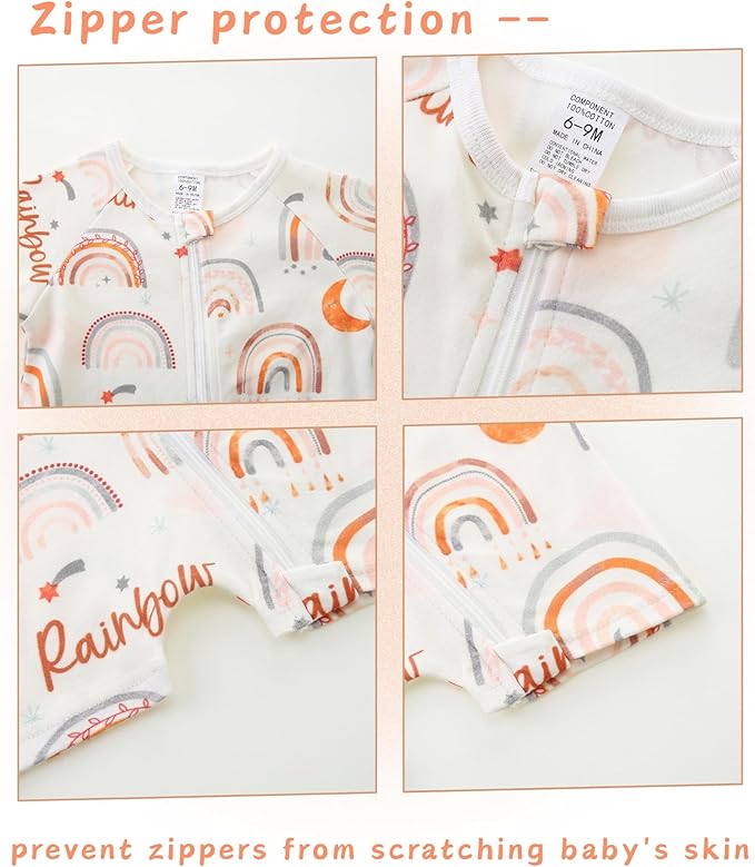 Unisex Summer Trendy 2-Pack Rompers Short Sleeve Zipped Bodysuit Infant Cotton Outfits