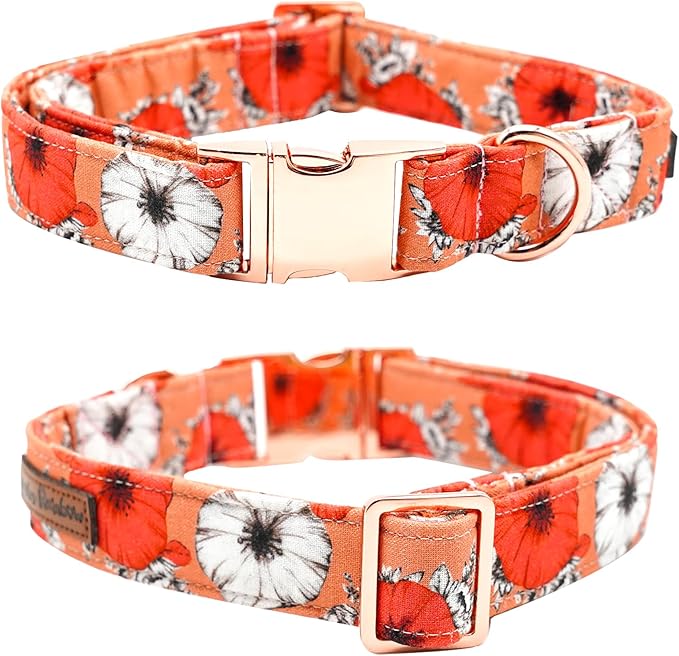Fall Dog Collar, Pet Collar Bow Floral Pet Collar Girl Boy Holiday Pet Collars Gift Bow Cute Soft Puppy Collars for Medium