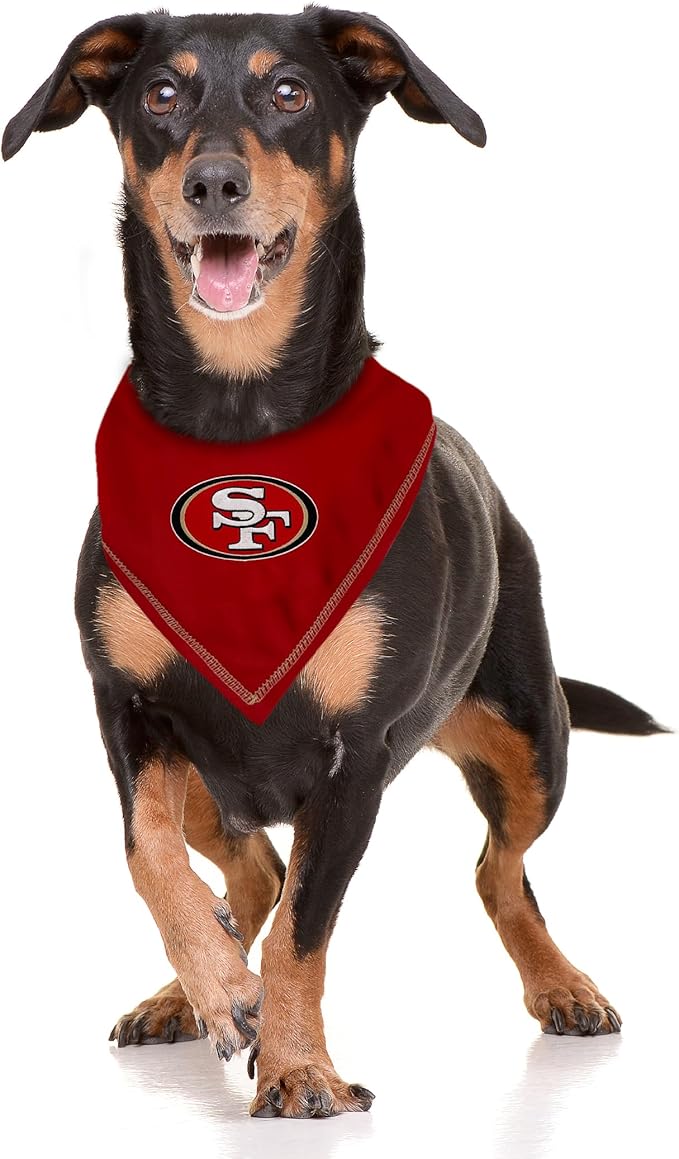 Pets First NFL SAN Francisco 49ERS TIE Bandana, Small/Medium. Dog Bandana Scarf Bib for Pet Cat Dog. The Ultimate Game-Day, Party Bandana (SAN-3550-S-M)