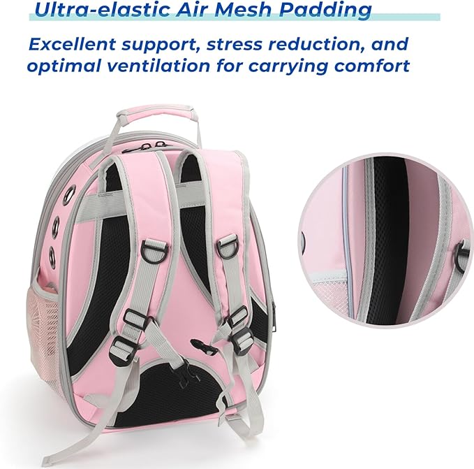 Lollimeow Cat Carrier Backpack, Expandable Bubble Pet Carrier for Cats and Small Dogs, Airline Approved Travel Backpack for Hiking, Walking & Outdoor Adventures - Supports up to 14 lbs