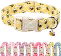 Bee & Daisy Dog Collar for Small Dogs - Spring/Summer Cartoon Yellow Dog Collars, Lightweight Adjustable Male Female Dogs Collars with Quick Release Buckle S