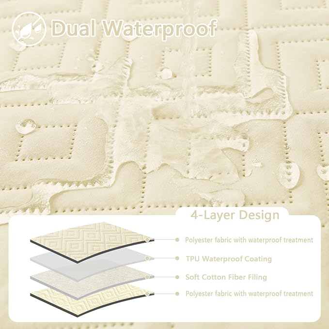 hyha Waterproof Dog Blanket, Soft Dog Bed Cover Pet Blankets, Waterproof Sofa Couch Cover for Dogs Washable, Reversible Pet Couch Covers for Sofa Furniture (40x70 Inch, Beige/Beige)
