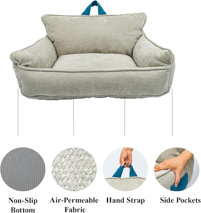 Orthopedic Dog Bed with Memory Foam, Washable Plush Pet Bed for Small, Medium & Large Dogs, Cozy Bolster Crate Dog Bed for Joint Support & Comfort. (Light Grey)
