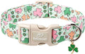 St Patricks Day Dog Collar for Giant Large Dogs - Cute Pastel Lucky Clover Dog Collars, Lightweight Adjustable Irish Green Festival Dogs Collars with Quick Release Buckle XL