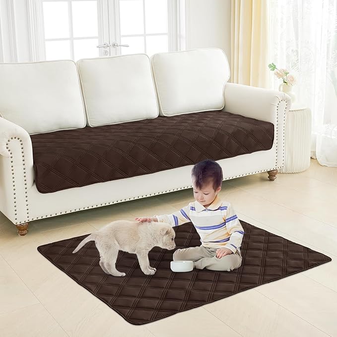 Smiry Waterproof Dog Bed Cover Blanket 40x80, Soft Reversible Pet Blanket, Washable Leakproof Cats Dogs Couch Cover for Sofa, Couch, Furniture, Chocolate/Beige