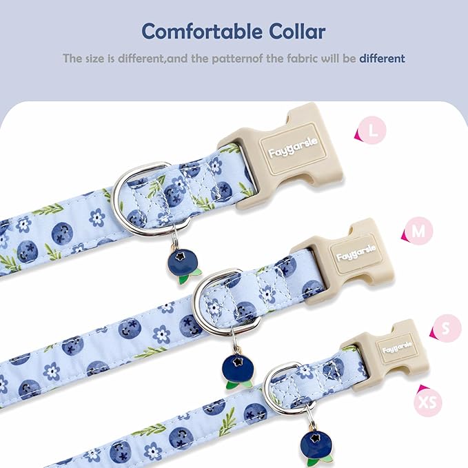 Faygarsle Blueberry Pattern Dog Collar for for Summer Small Medium Large Dogs Light Blue M