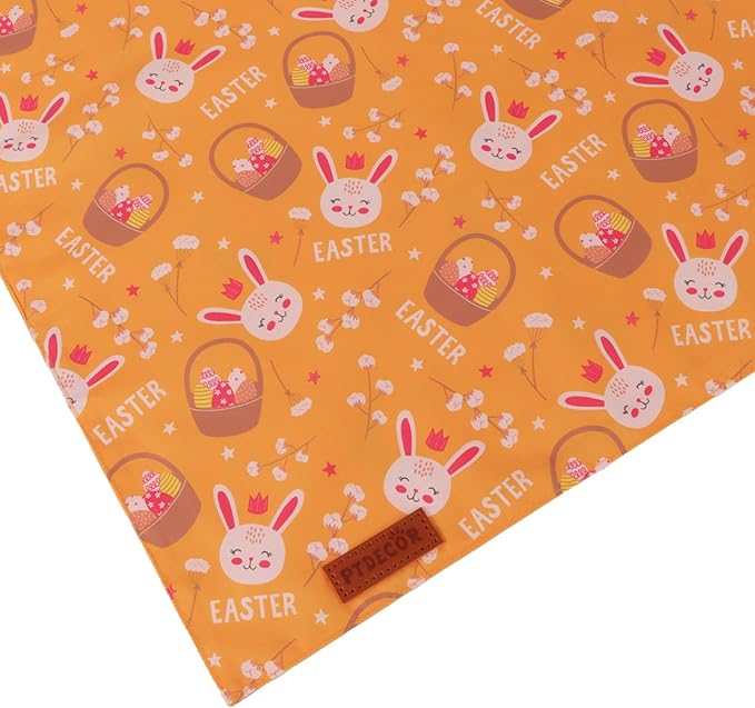 PTDECOR Easter Dog Bandana 2 Pack, Reversible Rabbit Carrot Dog Scarf, Multi Size Offered, Yellow White Easter Bandanas for Medium Large Dogs Pets (Large)