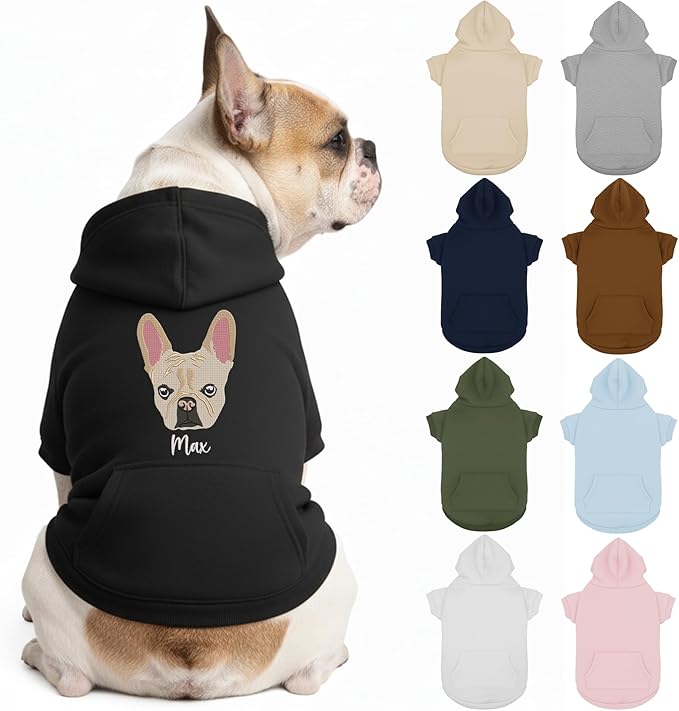 Personalized Dog Hoodie, Custom Embroidered Name Pet Hoodie, Warm Winter Outfit for Dogs, Pet Clothes, Gift for Dog Lovers 8