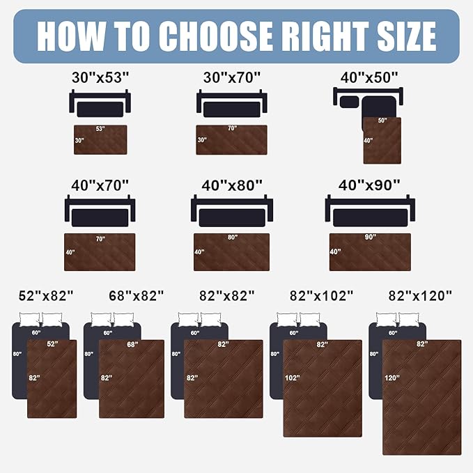 Smiry Waterproof Dog Bed Cover Blanket 30x70, Soft Reversible Pet Blanket, Washable Leakproof Cats Dogs Couch Cover for Sofa, Couch, Furniture, Brown/Beige