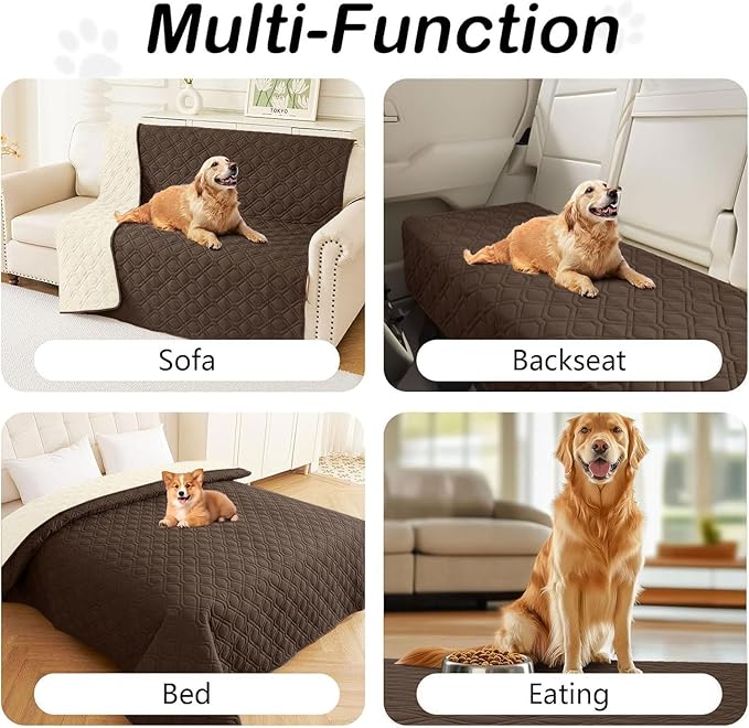 hyha Waterproof Dog Bed Blanket, Soft Pet Blankets, Waterproof Couch Cover for Dogs, Reversible Sofa Covers Washable for Furniture (40x80 Inch, Chocolate/Beige)