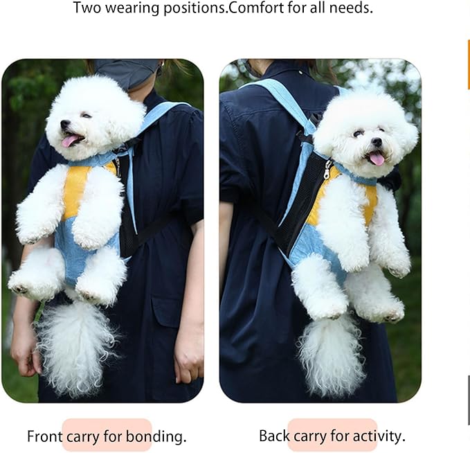 Lightweight Pet Backpack Carrier for Small Dogs & Cats - Easy-Fit Adjustable Straps, Basic Legs-Out Design, Durable for Daily Use (Fits Pets Under 15lb) (Red-Blue Color-Blocked, Medium)