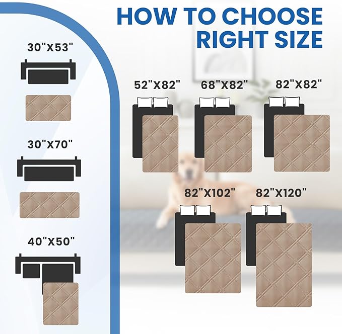 Waterproof Couch Covers for Pets, Waterproof Dog Bed Cover, Anti-Slip Soft Dog Blankets, Couch Cover for Dogs Washable, Pet Blanket for Puppy Large Dogs Cat (68x82 Inch, Khaki)