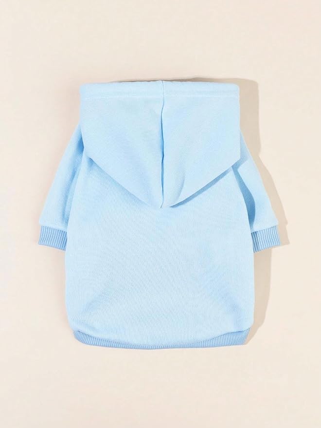 QWINEE Basic Dog Hoodie Sweatshirt Puppy Sweater Warm Cat Costumes Pet Clothes for Chihuahua Puppy Kitten Small Medium Dogs Light Blue X-Small