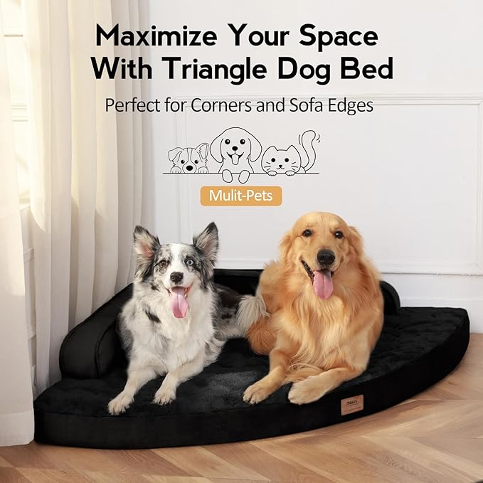 Large Orthopedic Dog Bed with Sides XXL Dog Beds with Removable Washable Cover Non-Slip Waterproof Pet Bed for Extra Large Dogs - Black XXL