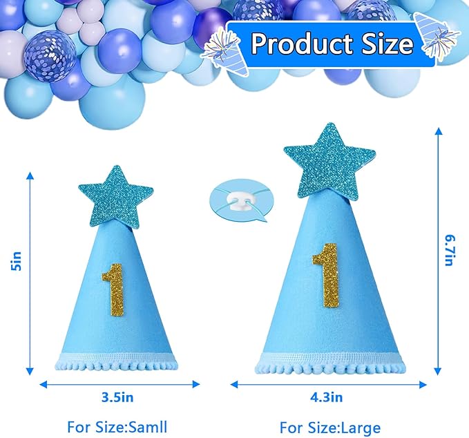 Dog Birthday Party Supplies with Hat Bandana Numbers, Light Blue Dog Birthday Set for Small Pets Puppy Boy