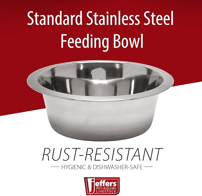 Jeffers Stainless Steel Pet Bowls – Durable, Rust Resistant, Non Toxic, Easy to Clean, Dishwasher Safe Metal Food & Water Dishes for Dogs, Cats, Puppies, Kittens, Home, Kennels, Feeding, 3 Quart 4pk
