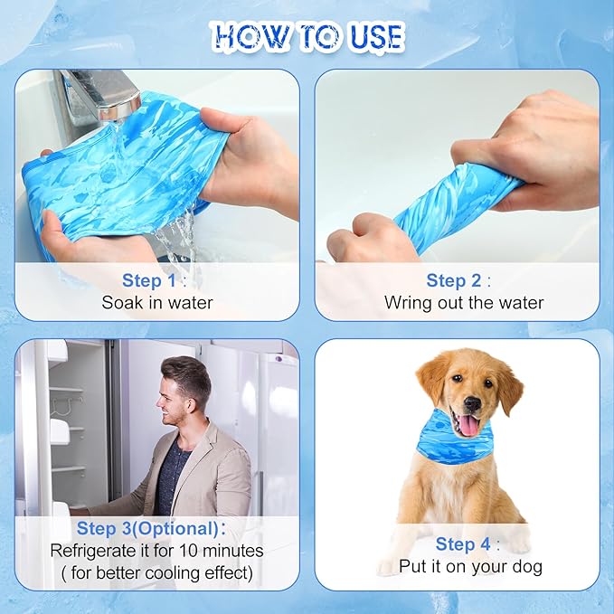 Talltalk 5 Pieces Dog Cooling Bandanas Neck Wraps Ice Scarf Pet Dog Cooling Collar Hunting Training Hiking Camping Accessories for Summer(S)