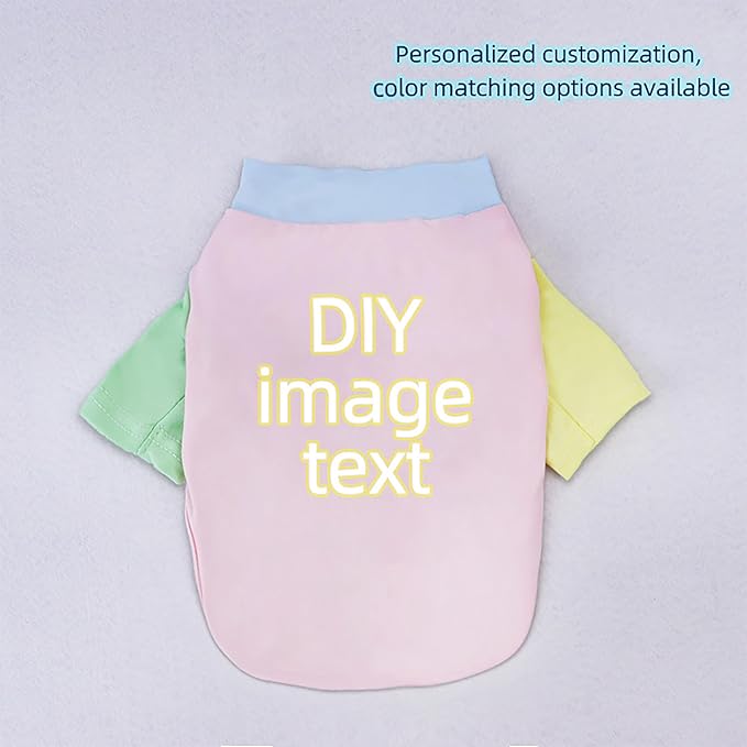 Custom Dog Shirt,Personalized Pet Apparel with Name Text Photo Image,Lightweight Breathable Puppy Kitten Cotton Vest for Small Medium Large Dogs Cats,Puppy Gift (Dopamine Blue, XX-Large)