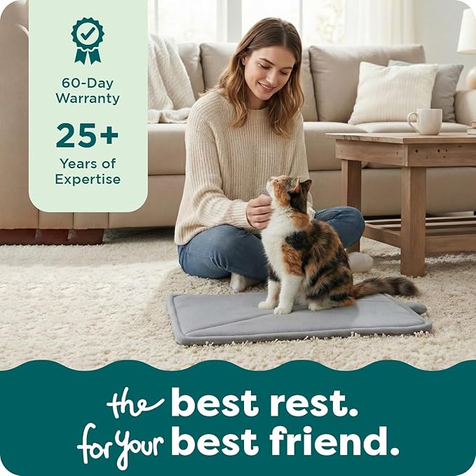 Furhaven ThermaNAP Self-Warming Cat Bed for Indoor Cats & Large/Medium Dogs, Washable & Reflects Body Heat - Quilted Faux Fur Reflective Bed Mat - Cream, Large