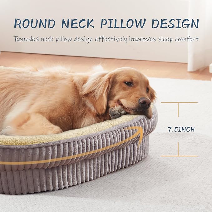 Orthopedic Dog Bed for Small Dogs Breeds, High Density Egg Crate Foam Dog Sofa Beds,Oval Kennel Bed, Pet Couch Bed with Four Sided Bolster, Removable Washable Cover& Non-Slip Bottom
