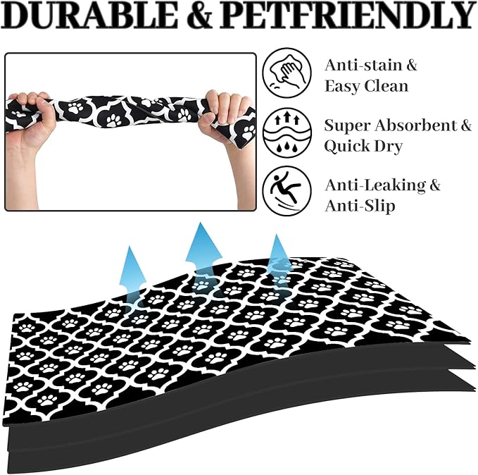 Dog Food Mat 16X24 Inch Pet Feeding Absorbent Mats for Floor Cat Water Bowl Placemats Non-Slip Washable Dog Mat for Food and Water