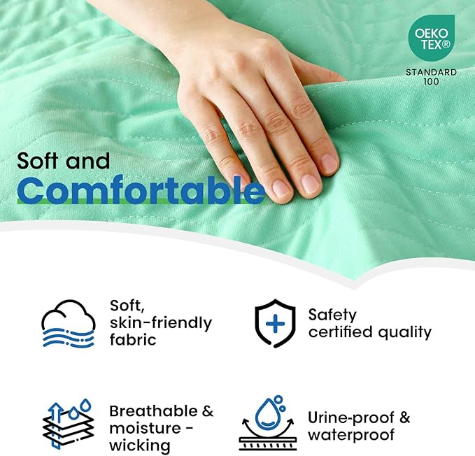 Noovirum® Washable Underpads, 34"x36" (Pack of 6) Reusable Incontinence Pads for Kids, Adults, Elderly, Pets - Waterproof Protective Pad for Bed, Couch, Sofa, Furniture, Floor