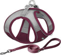 AIITLE Step in Dog Harness and Leash Set - Christmas No Pull Escape Proof Vest Harnesses with Soft Mesh and Reflective Bands, Adjustable Pet Outdoor Harnesses for Small and Medium Dogs Burgundy M