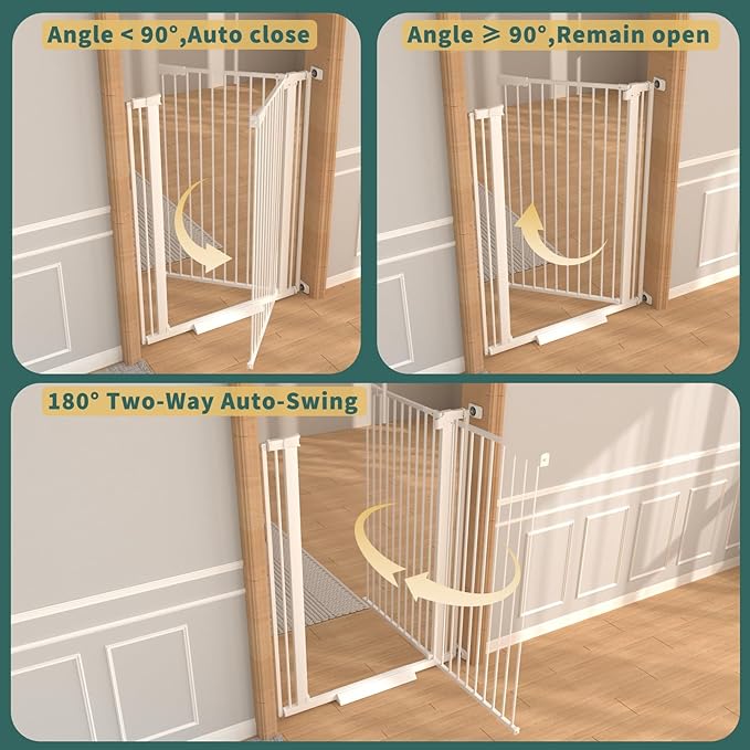 40.55" Tall, 53.74-61.61 Inch Wide, 1.37" Ultra Narrow Spacing Dog Pet Baby Gate Indoor for Doorway Hallway, Pressure Mounted 54 55 56 57 58 59 60 61 Inches Wide