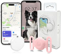 GPS Tracker for Dogs, Mini GPS Cat Tracker, IPX8 Waterproof GPS Tracker for Cats with Holder, No Monthly Fee, Work with Apple Find My(iOS Only), Smart Trackers for Dogs Finder Trackers Pets(Pink)