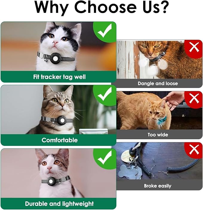 Cat Tracker, Lightweight Pet Tracker for Cats, Cat GPS Tracker Compatible with Apple Find My App(Only iOS), Real-Time Tracking, Precise Positioning, No Monthly Fee, Long-Life Battery