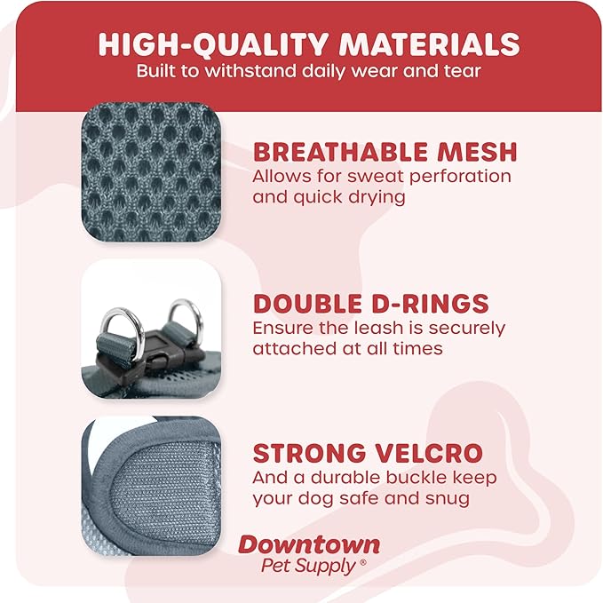 Downtown Pet Supply Step in Dog Harness for Small Dogs No Pull, X-Small, Titanium - Adjustable Harness with Padded Mesh Fabric and Reflective Trim - Buckle Strap Harness for Dogs