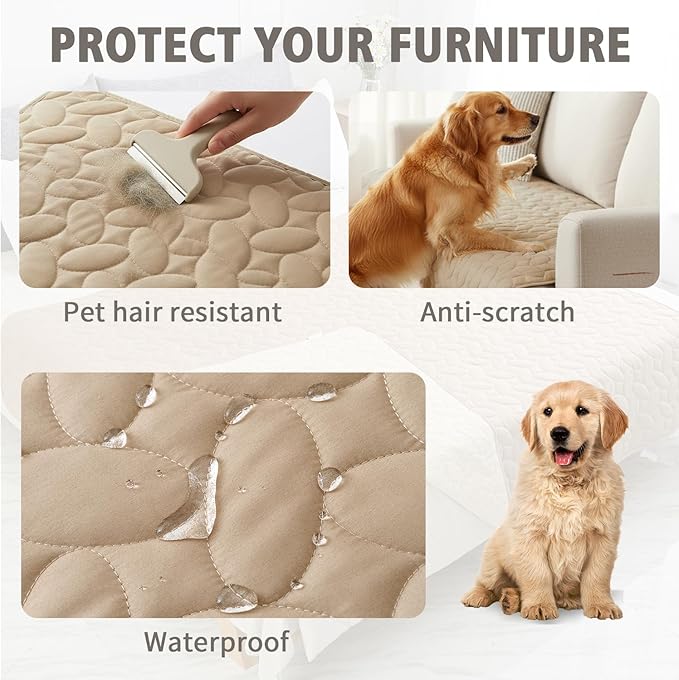 Ameritex Pet Bed Cover Dog Bed Blanket for Sofa and Furniture Waterproof New Pattern Design (52x82 Inch, Beige)