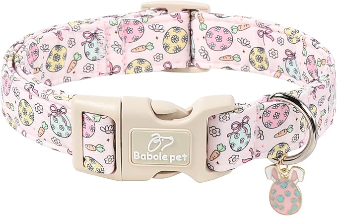 Easter Dog Collar for Giant Large Dogs - Easter Egg Pastel Dog Collars, Cute Girl Dogs Collar, Lightweight Adjustable Pink Spring Holiaday Dog Collars with Quick Release Bucklee XL