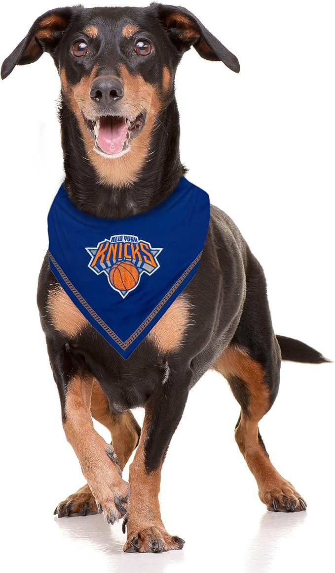 Pets First NBA New York Knicks TIE Bandana, Size Large/X-Large. Dog Bandana Scarf Bib for Pet Cat Dog. The Ultimate Game-Day, Party Bandana